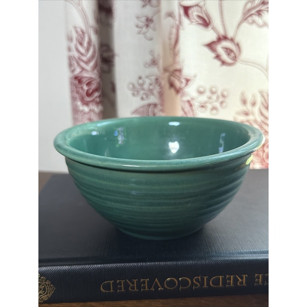 Vintage 1930s Beehive Ringware Turquoise Bowl 5.25" Baking Farmhouse Primitive